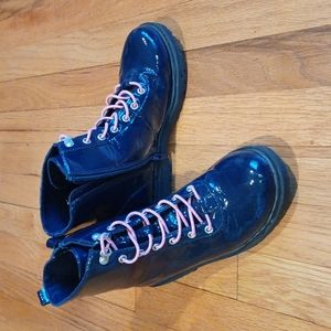 Girls Navy Combat Boots